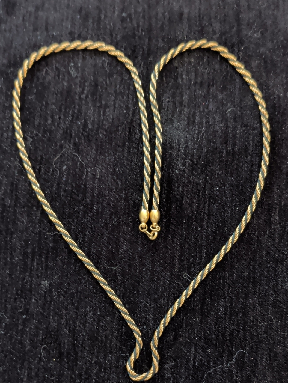 Retro Gold-Tone And Black Twisted Rope Necklace